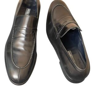 Salvatore Ferragamo Tramezza Black Leather Loafers Classic Slip-On Design SZ 13D